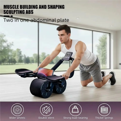 Elbow Support Abdominal Wheel Rebound Wheel Core Anti-Slip Muscle Ab Trainer with Counter Display Fitness Exercise Roller Wheel