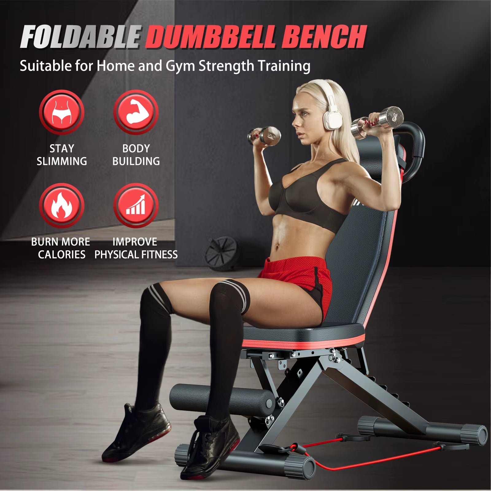 Adjustable Weight Bench Press Dumbbell Multi-Functional Full Body Workout Bench Foldable Incline Decline for Home Gym 1000 Lbs