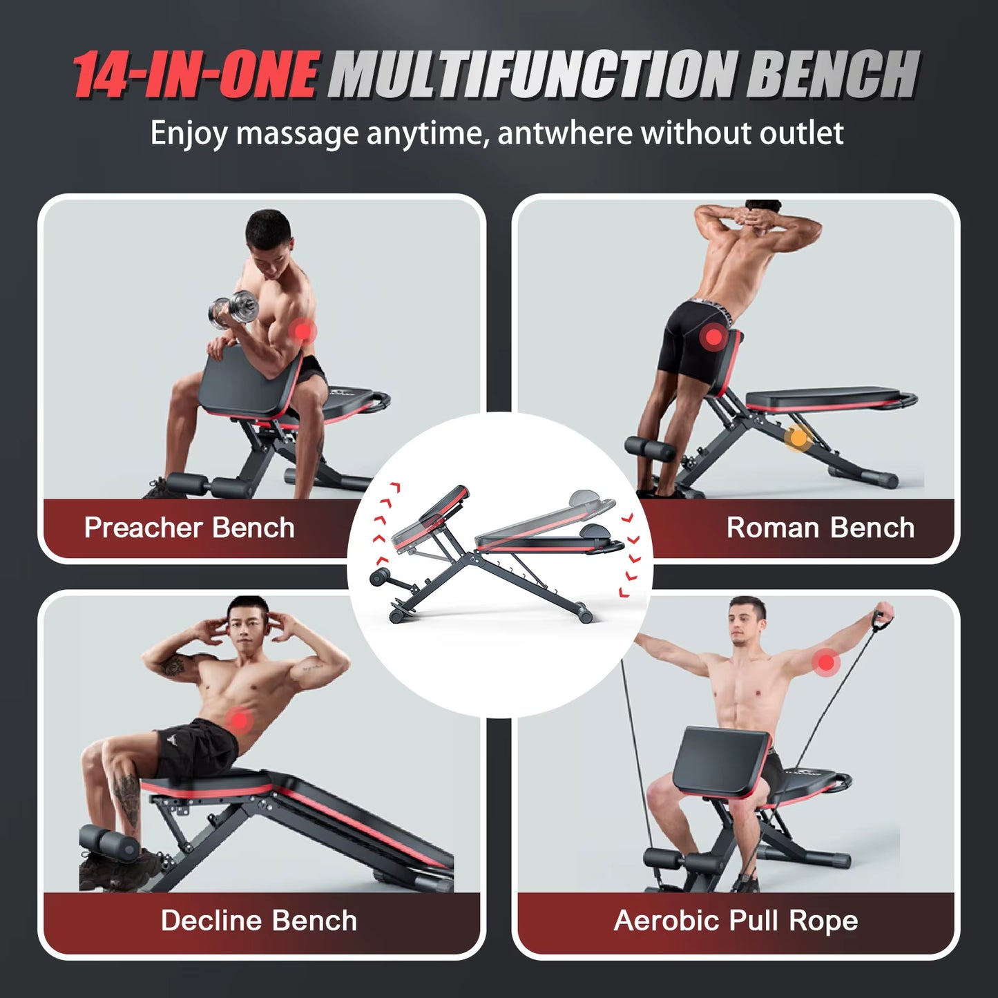 Adjustable Weight Bench Press Dumbbell Multi-Functional Full Body Workout Bench Foldable Incline Decline for Home Gym 1000 Lbs