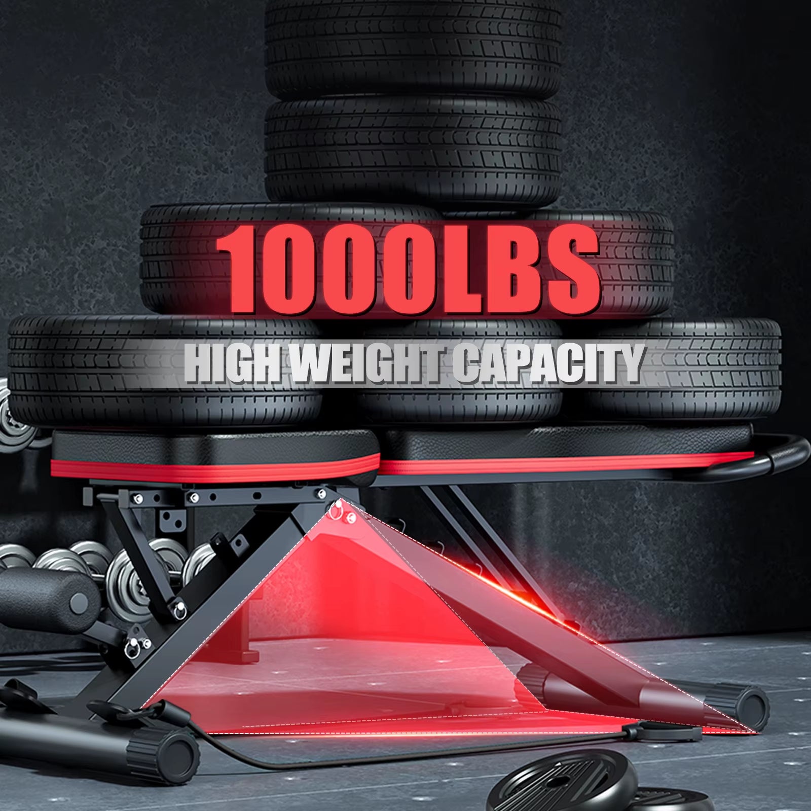 Adjustable Weight Bench Press Dumbbell Multi-Functional Full Body Workout Bench Foldable Incline Decline for Home Gym 1000 Lbs